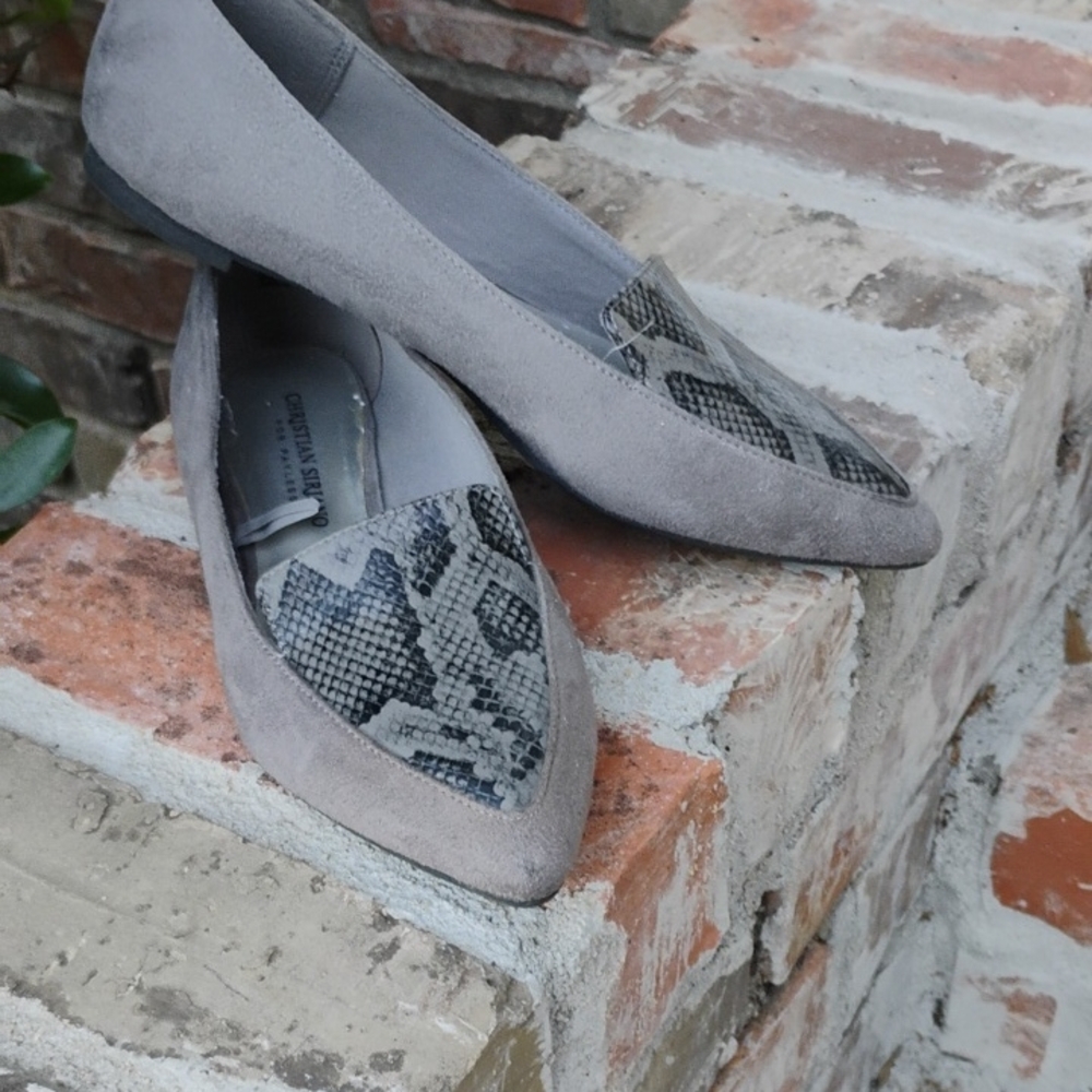 Gray Snakeskin Loafers Christian Siriano 6.5